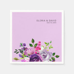 Servilleta De Papel Boda elegante floral púrpura