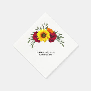 Servilleta De Papel Boda Elegante Girasol Rosa Borgoña