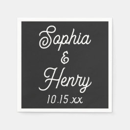 Servilleta De Papel Boda elegante guión moderno tipografía negro