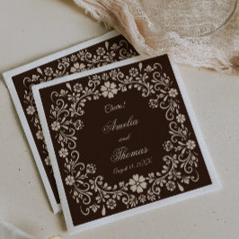 Servilleta De Papel Boda elegante marrón rústico