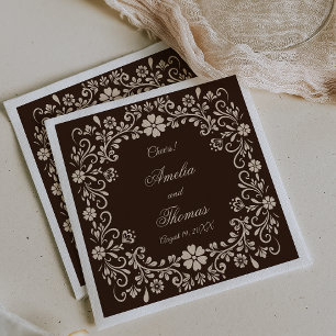 Servilleta De Papel Boda elegante marrón rústico