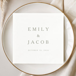Servilleta De Papel Boda elegante minimalista en verde salvia