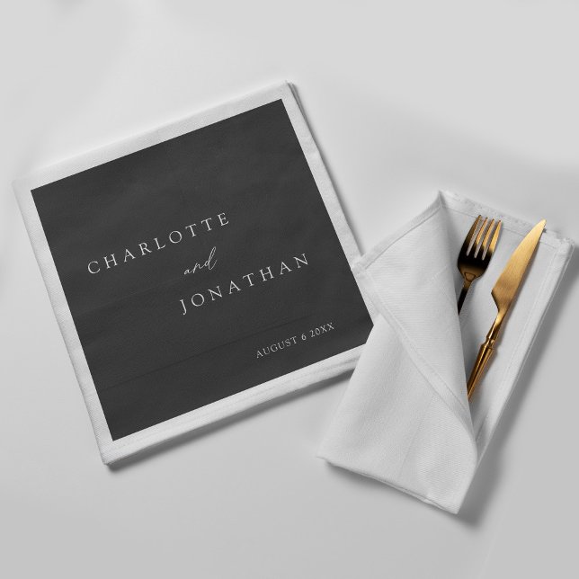 Servilleta De Papel Boda elegante Minimalista moderna negra (Subido por el creador)