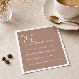 Servilleta De Papel Boda Elegante Mocha Marrón Datos Divertidos