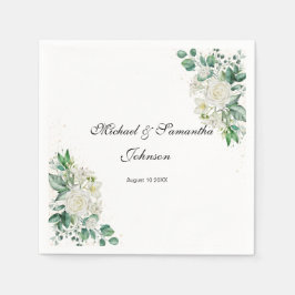 Servilleta De Papel Boda Elegante Rosa Blanca y Lilies