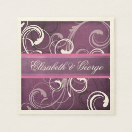 Servilleta De Papel Boda elegante Royal Purple Grunge Damask Swirls