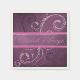 Servilleta De Papel Boda elegante Royal Purple Grunge Damask Swirls