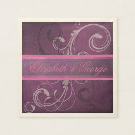 Servilleta De Papel Boda elegante Royal Purple Grunge Damask Swirls