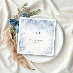 Servilleta De Papel Boda elegante rústica de bosque con nieve cayendo