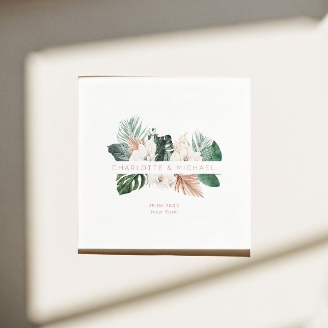 Servilleta De Papel Boda elegante, tropical y frondoso (Customer specific, elegant, tropical, leafy wedding napkins.)