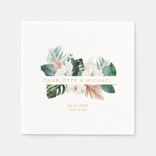 Servilleta De Papel Boda elegante, tropical y frondoso