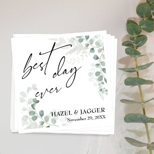 Servilleta De Papel Boda Elegante Verde Mejor Día