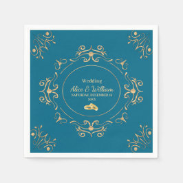 Servilleta De Papel Boda en Azul y Dorado