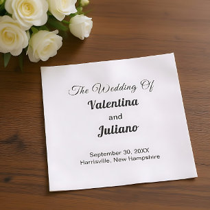 Servilleta De Papel Boda en blanco y negro basada en tipografía