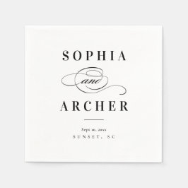 Servilleta De Papel Boda en blanco y negro con caligrafía romántica