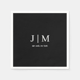 Servilleta De Papel Boda en Blanco y Negro con Texto Personalizable