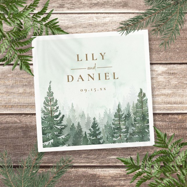 Servilleta De Papel Boda en el bosque rústico de pino (Rustic Pine Tree Forest Wedding Napkins)