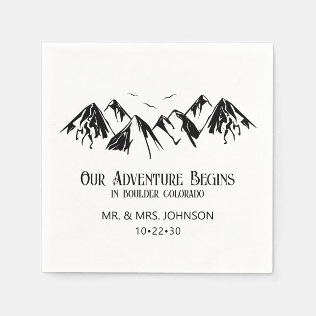 Servilleta De Papel Boda en la Montaña (Anverso)