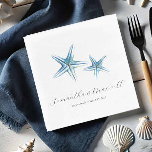Servilleta De Papel Boda en la Playa Acuarela Estrella de Mar