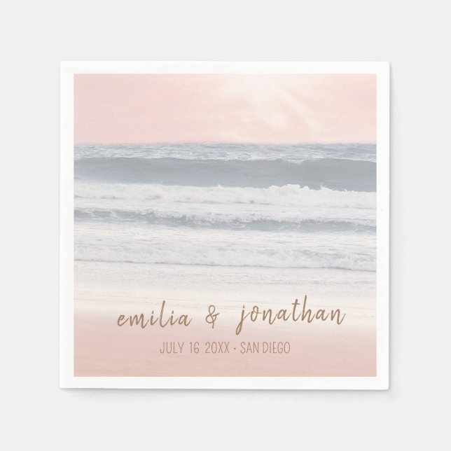 Servilleta De Papel Boda en la Playa | Boda en el Mar (Anverso)