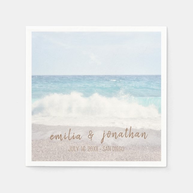 Servilleta De Papel Boda en la Playa | Boda junto al Mar (Anverso)