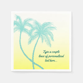 Servilleta De Papel Boda en la playa de la Palmera Azul amarilla y Ver