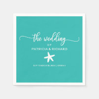 Boda en la playa de Starfish Teal Turquesa y Blanc