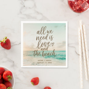 Servilleta De Papel Boda en la playa elegante: Amor y la Playa
