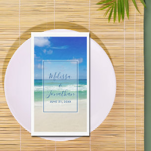 Servilleta De Papel Boda en la Playa Tropical Olas del Océano