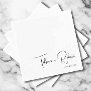 Servilleta De Papel Boda en negro y blanco con caligrafía moderna