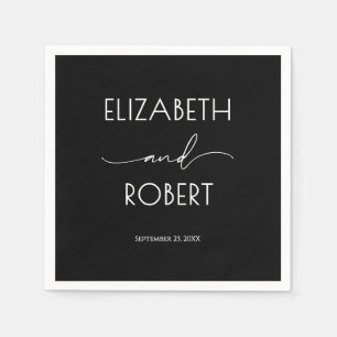 Servilleta De Papel Boda en tipografía moderna en negro y blanco