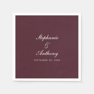 Servilleta De Papel Boda en Villa Toscana con Letra Burgundy