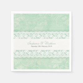 Servilleta De Papel Boda encaje blanco sobre servilletas de papel verd