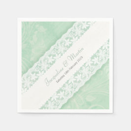 Servilleta De Papel Boda encaje blanco sobre servilletas de papel verd