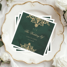 Servilleta De Papel Boda encantado de Green Gold Emerald Victorian