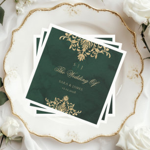 Servilleta De Papel Boda encantado de Green Gold Emerald Victorian