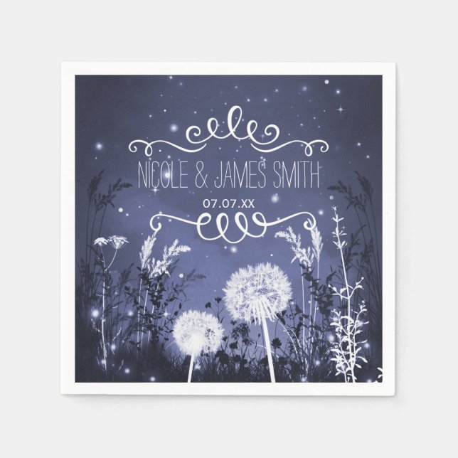 Servilleta De Papel Boda encantado de Twilight Sky Stars & Foliage (Anverso)