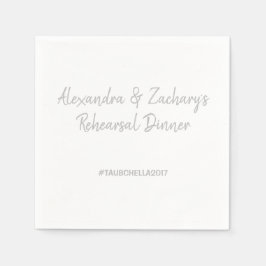 Servilleta De Papel Boda ensayo Cena Napkins Hashtag Silver