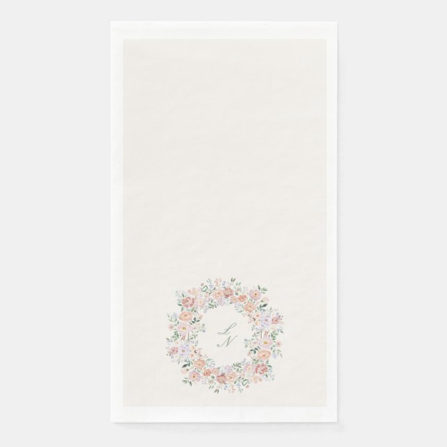 Servilleta De Papel Boda Escudo floral Monograma (Anverso)