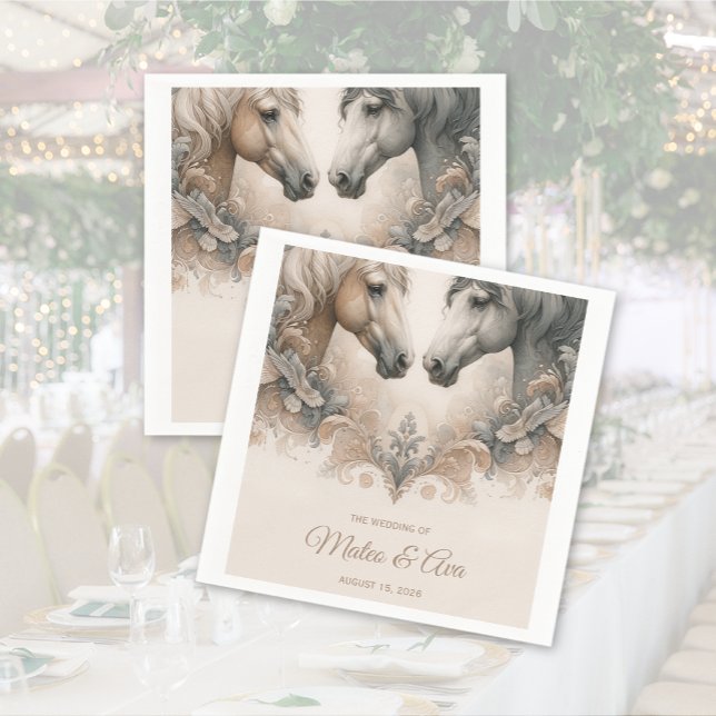 Servilleta De Papel Boda Especial de Amor por Caballos (Love For Horses Special Wedding Napkins)