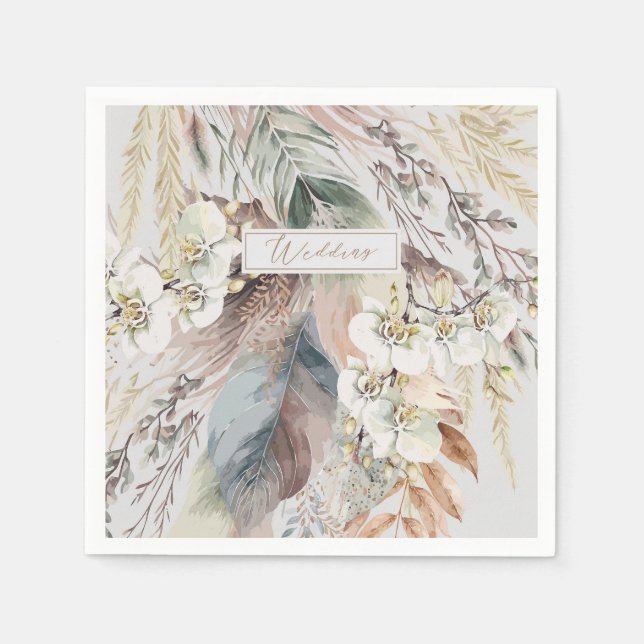 Servilleta De Papel Boda estilo boho (Anverso)