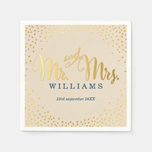Servilleta De Papel BODA ESTILO mini confetti oro marfil