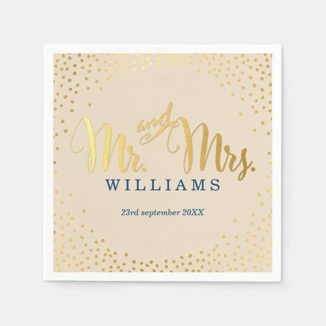 Servilleta De Papel BODA ESTILO mini confetti oro marfil (Anverso)