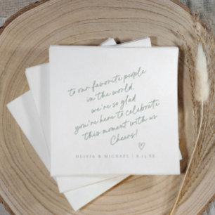 Servilleta De Papel Boda estilo nota de amor con escritura a mano en v
