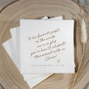 Servilleta De Papel Boda estilo nota de amor con letra manuscrita marr