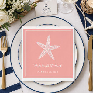 Servilleta De Papel Boda Estrella de Mar Coral