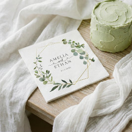 Servilleta De Papel Boda Eucalipto Escritura Corazón