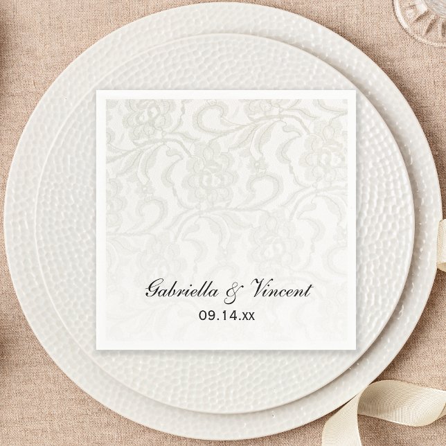 Servilleta De Papel Boda Faux White Lace (Subido por el creador)
