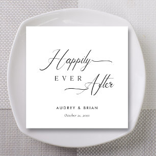 Servilleta De Papel Boda "Feliz siempre después" de blanco personaliza