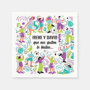 Servilleta De Papel Boda Festivalera - Baile Disco - Turquesa Violeta